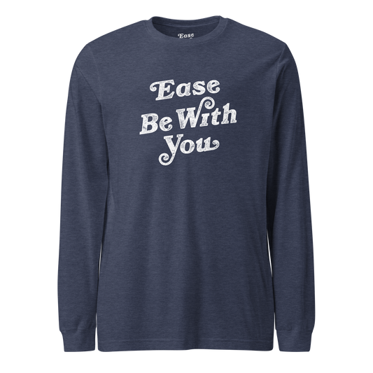 Heather Unisex Long Sleeve Tee in Navy